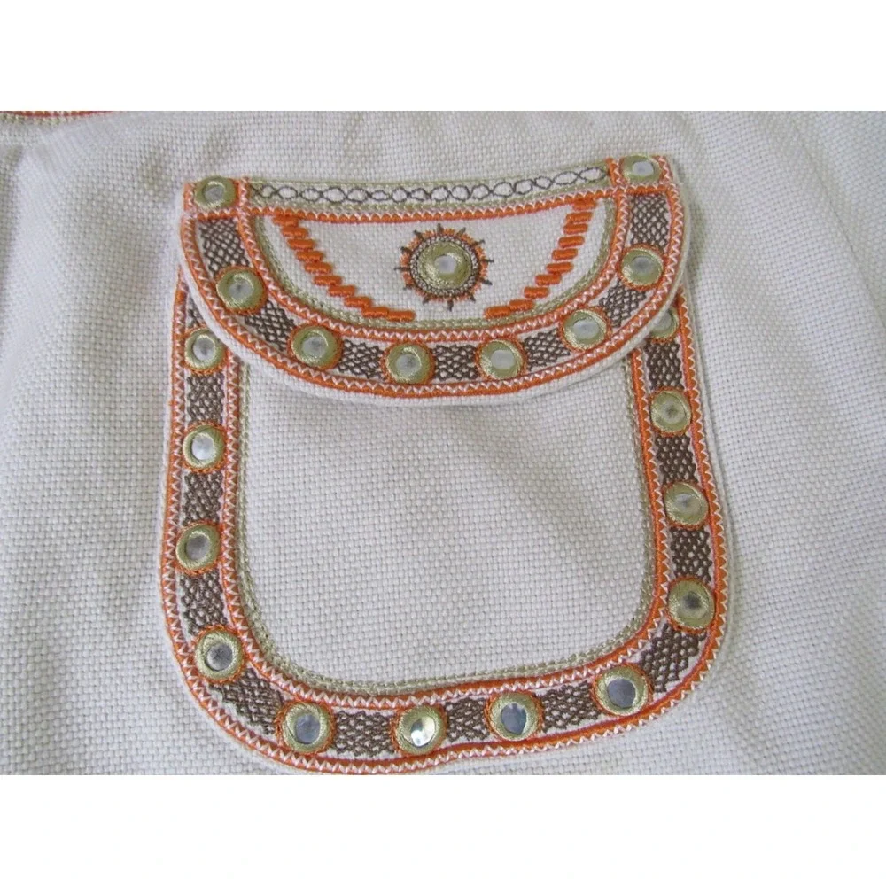TORY BURCH Neutral Beige Woven Professional Beaded Stitched Pocket Skirt Sz 10